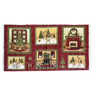 Debbie Mumm Christmas Holiday Quilt Block Fabric Panel Fireside Reindeer Tree